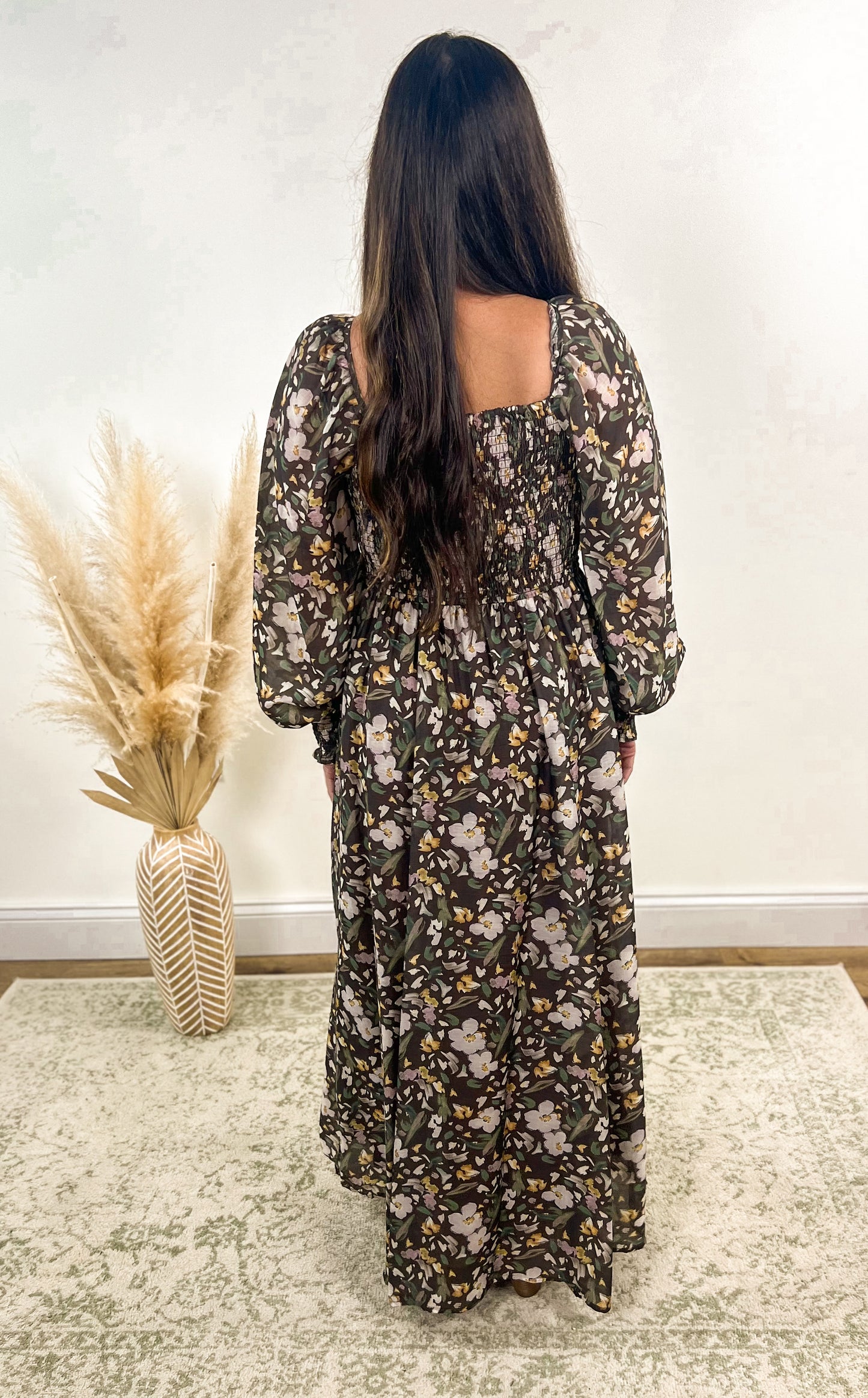 Mocha Floral Maxi Dress