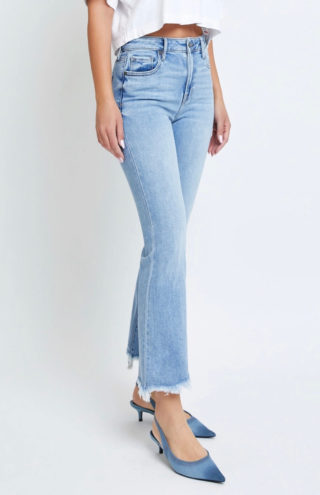 FINAL SALE - Hidden Denim Happi Flare- Light Wash