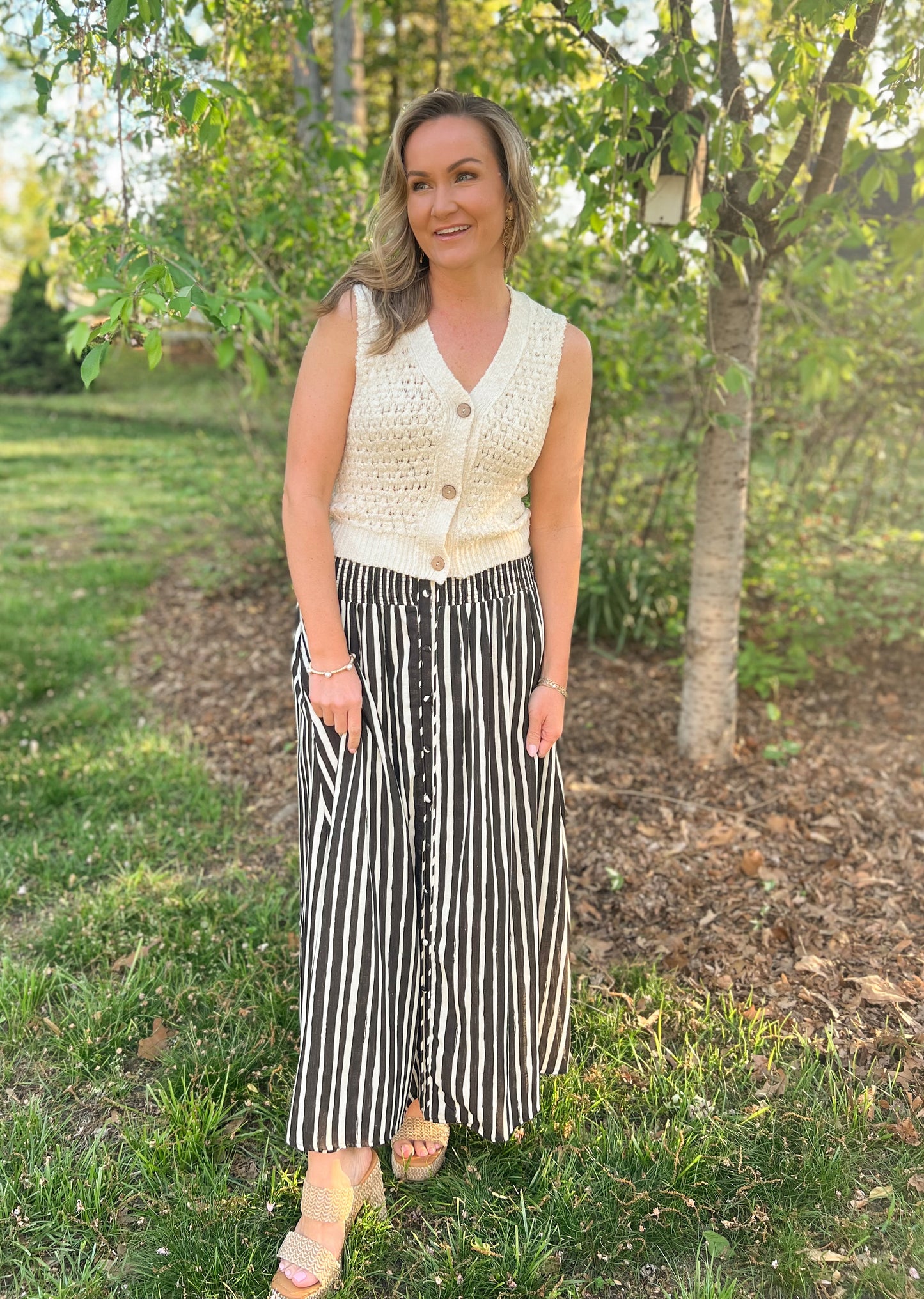 FINAL SALE - Knit Cream Crochet Vest