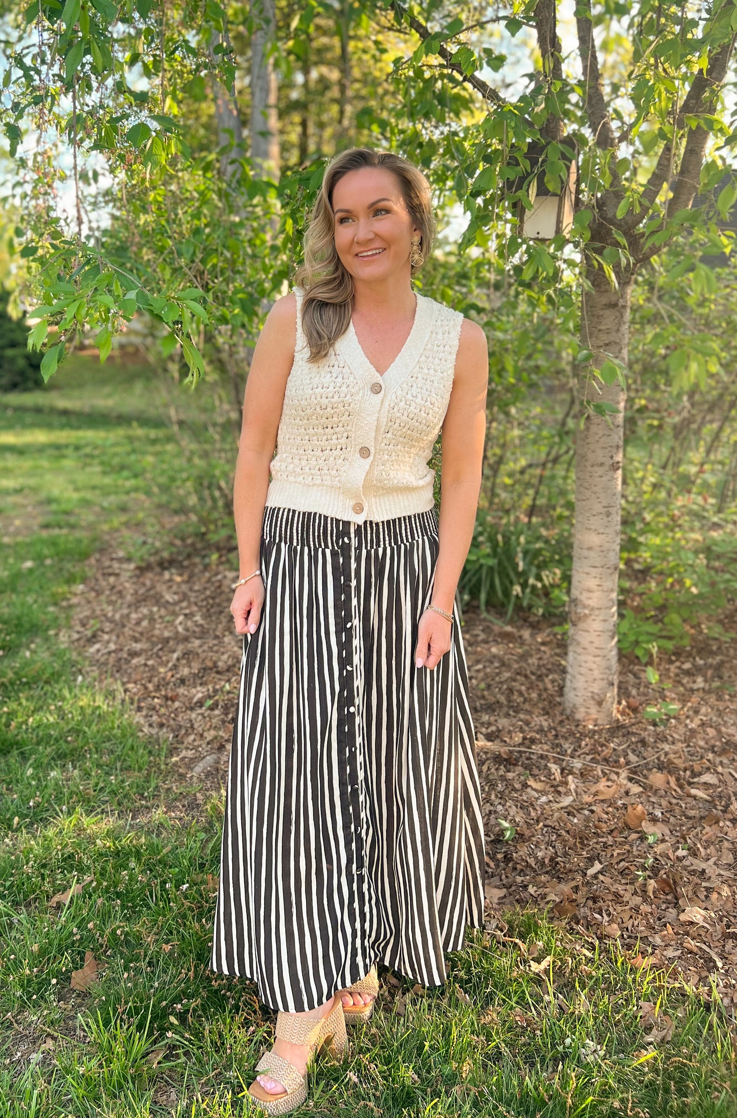 FINAL SALE - Smock Waist Button Skirt