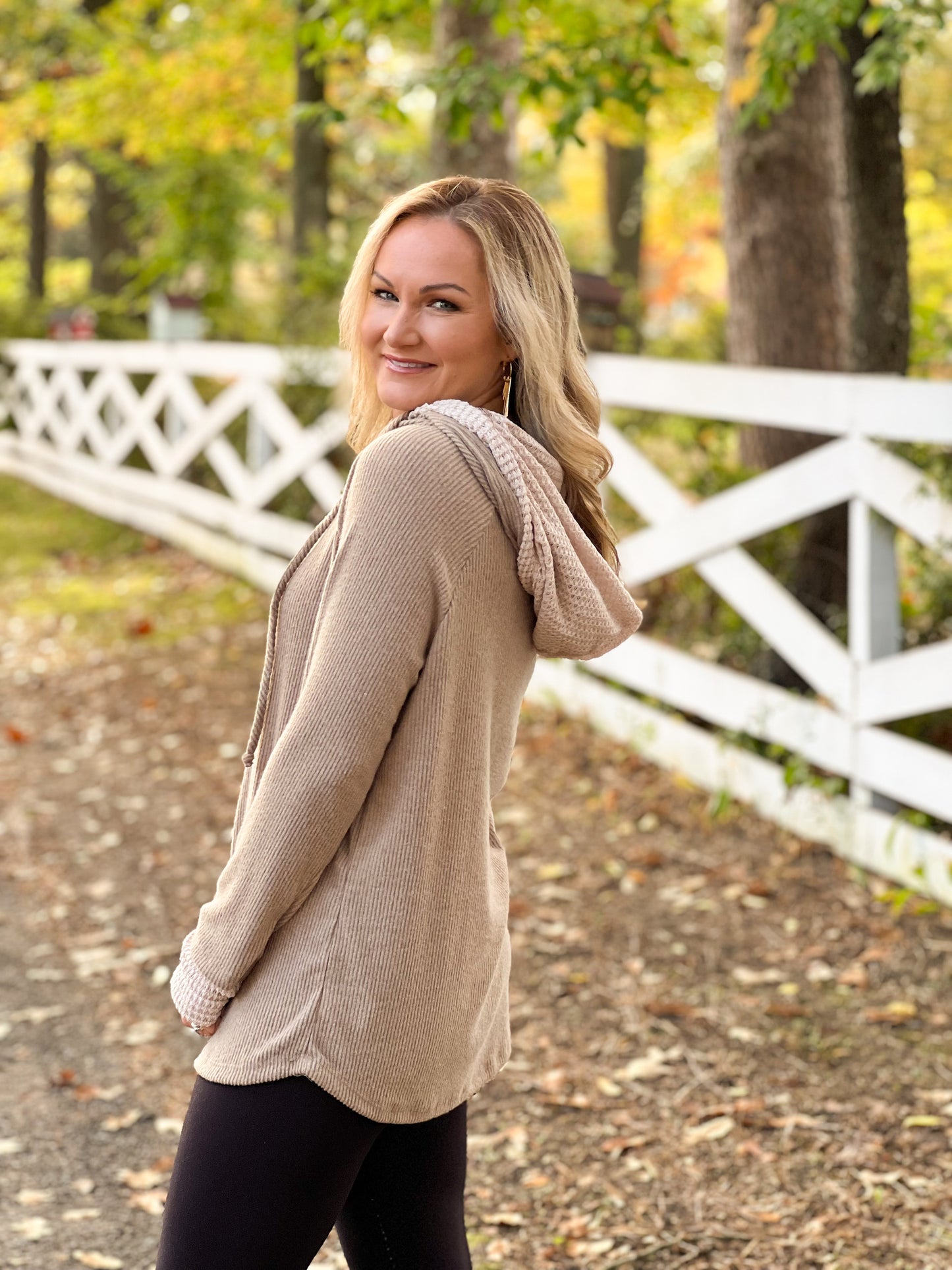 FINAL SALE - Brushed Waffle Contrast Hoodie (S-3X)