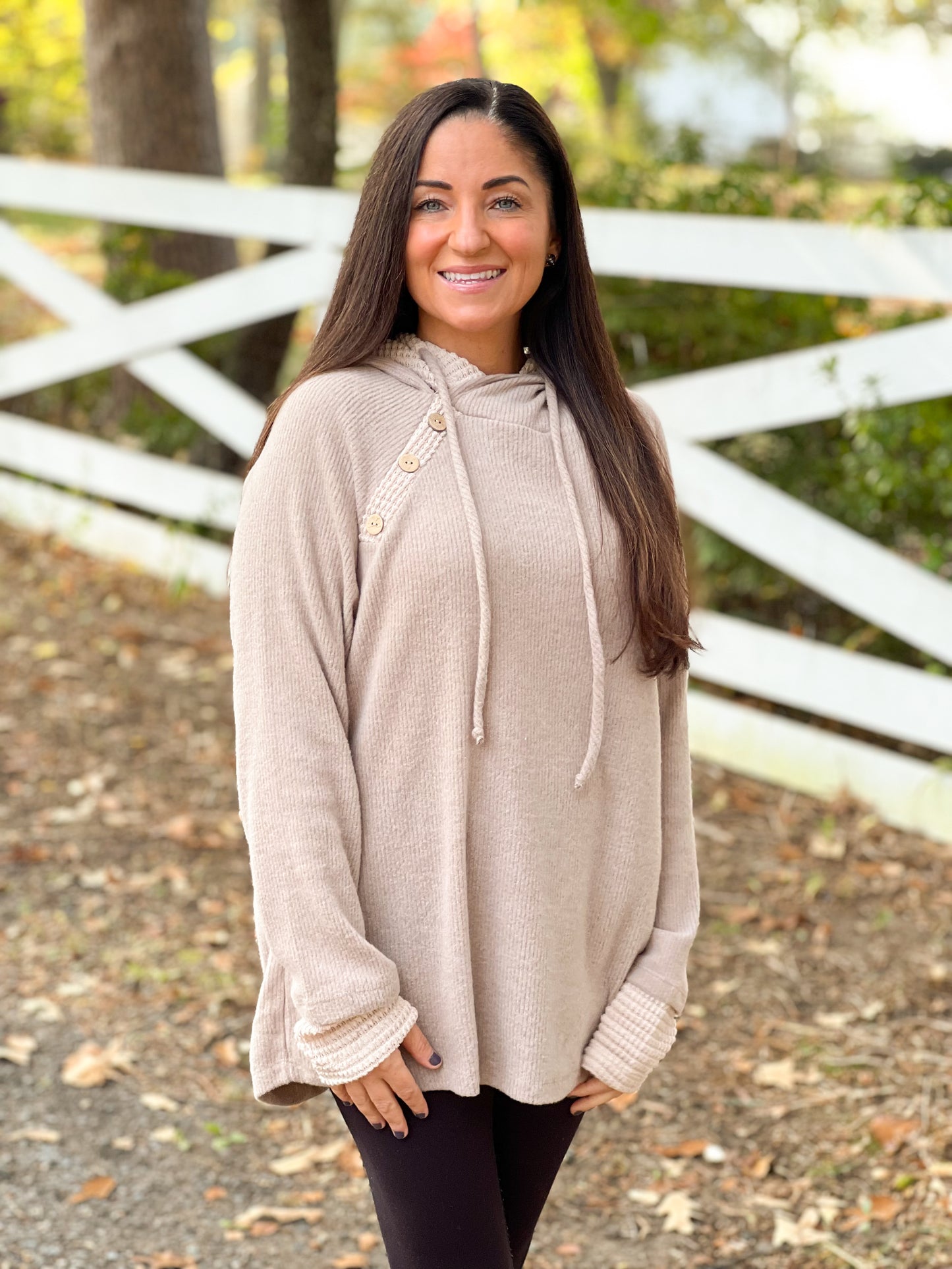 FINAL SALE - Brushed Waffle Contrast Hoodie (S-3X)