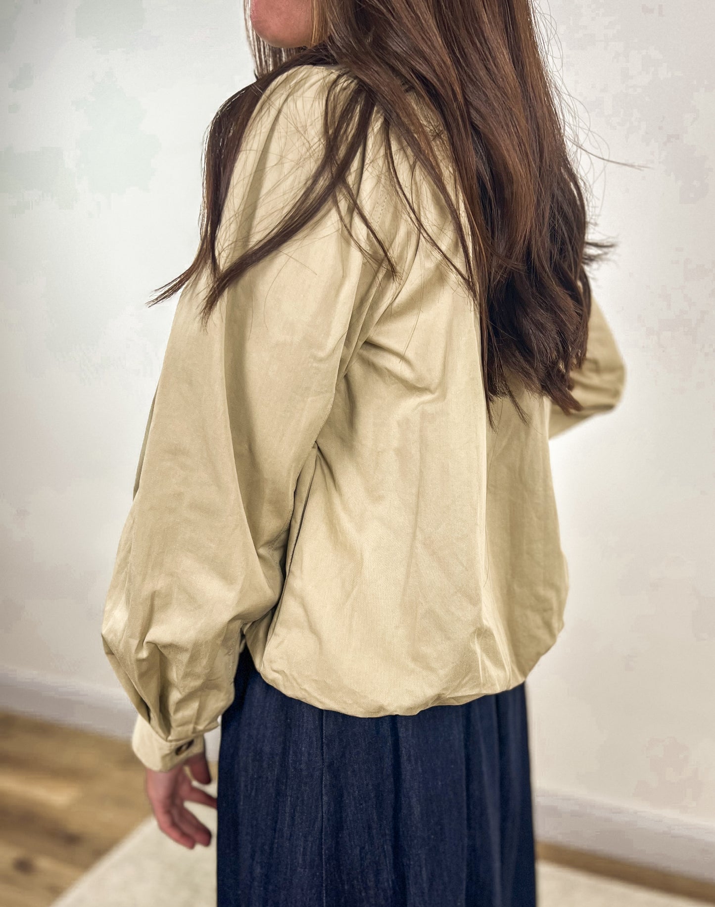 Bubble Hem Jacket- Light Olive
