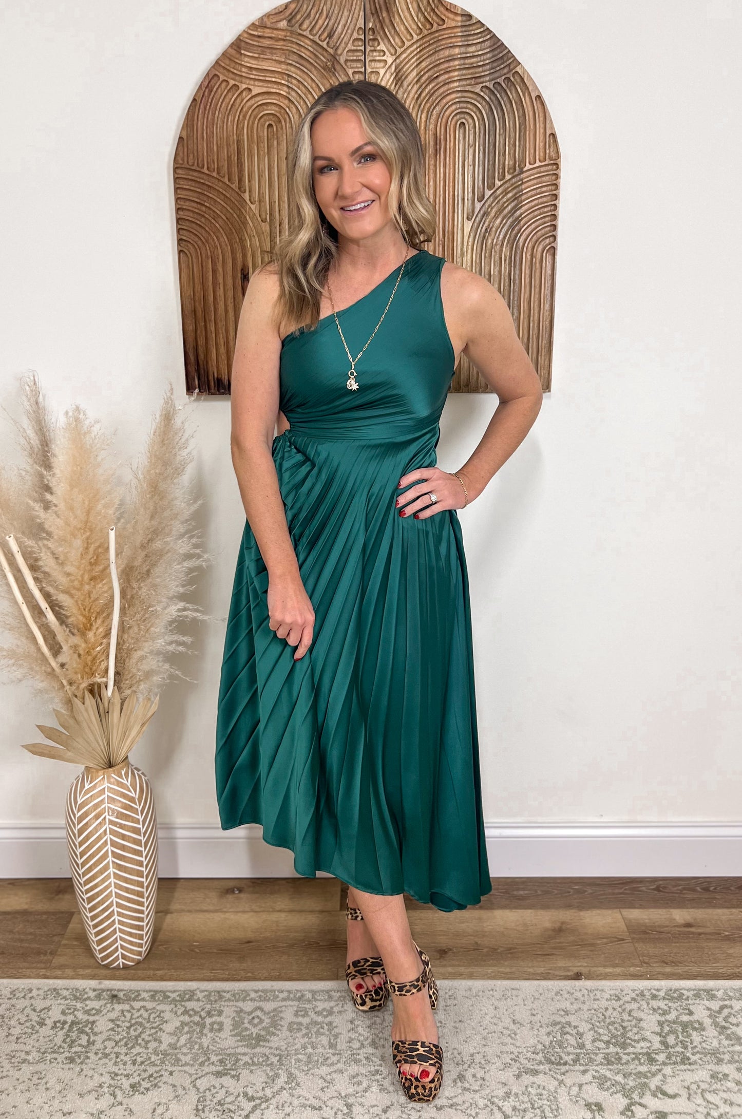 FINAL SALE - Evergreen Satin Dress