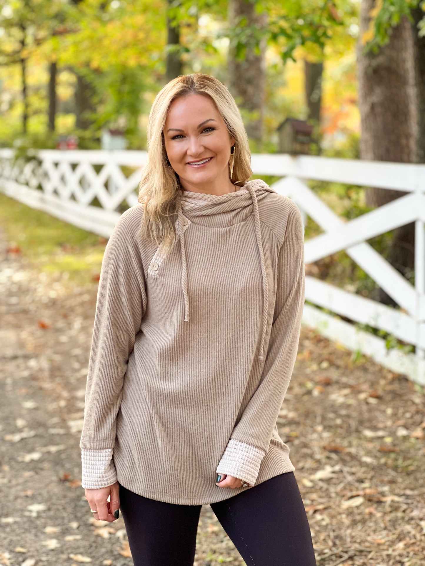 FINAL SALE - Brushed Waffle Contrast Hoodie (S-3X)