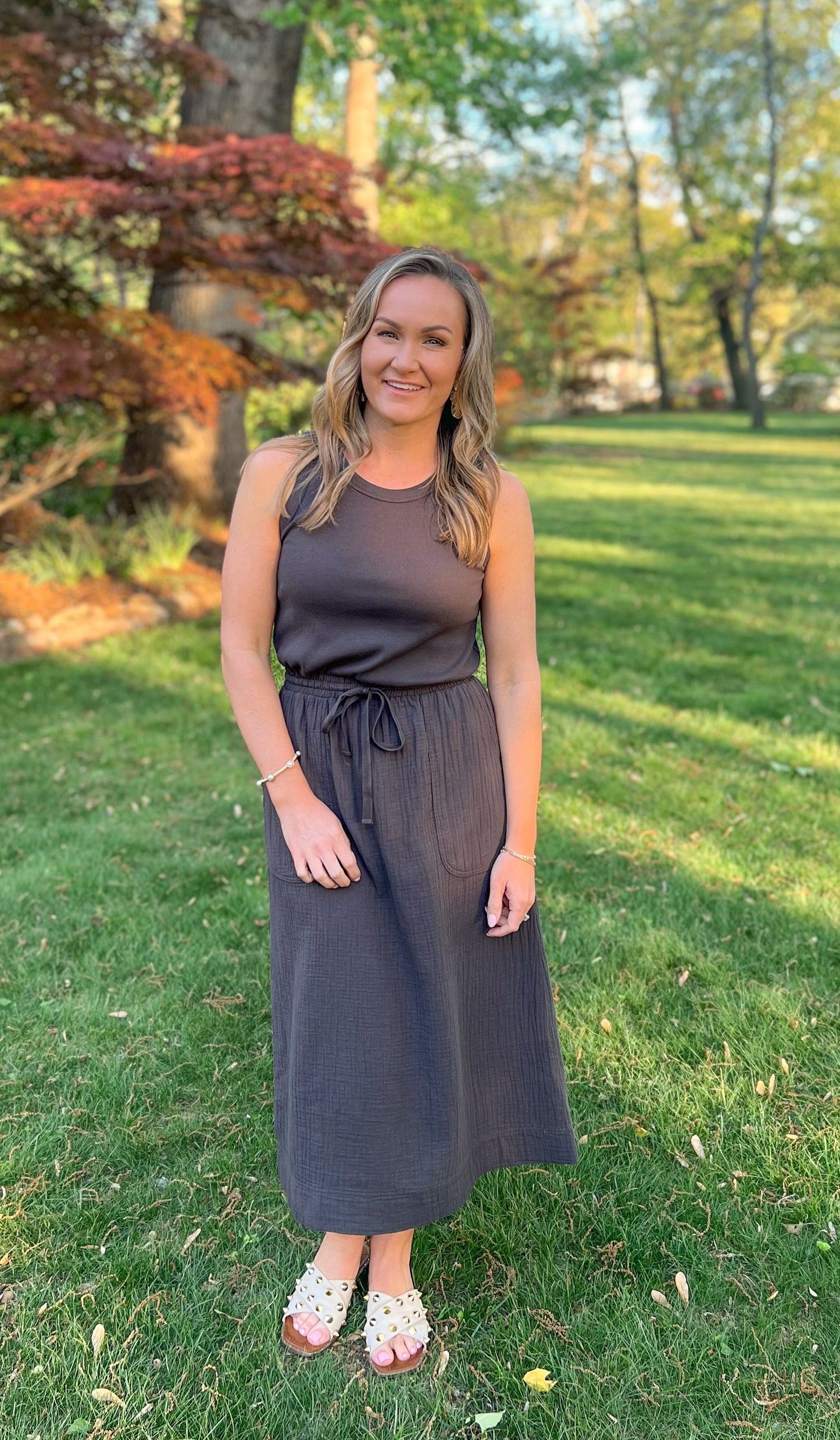 FINAL SALE - Gauzy Charcoal Dress