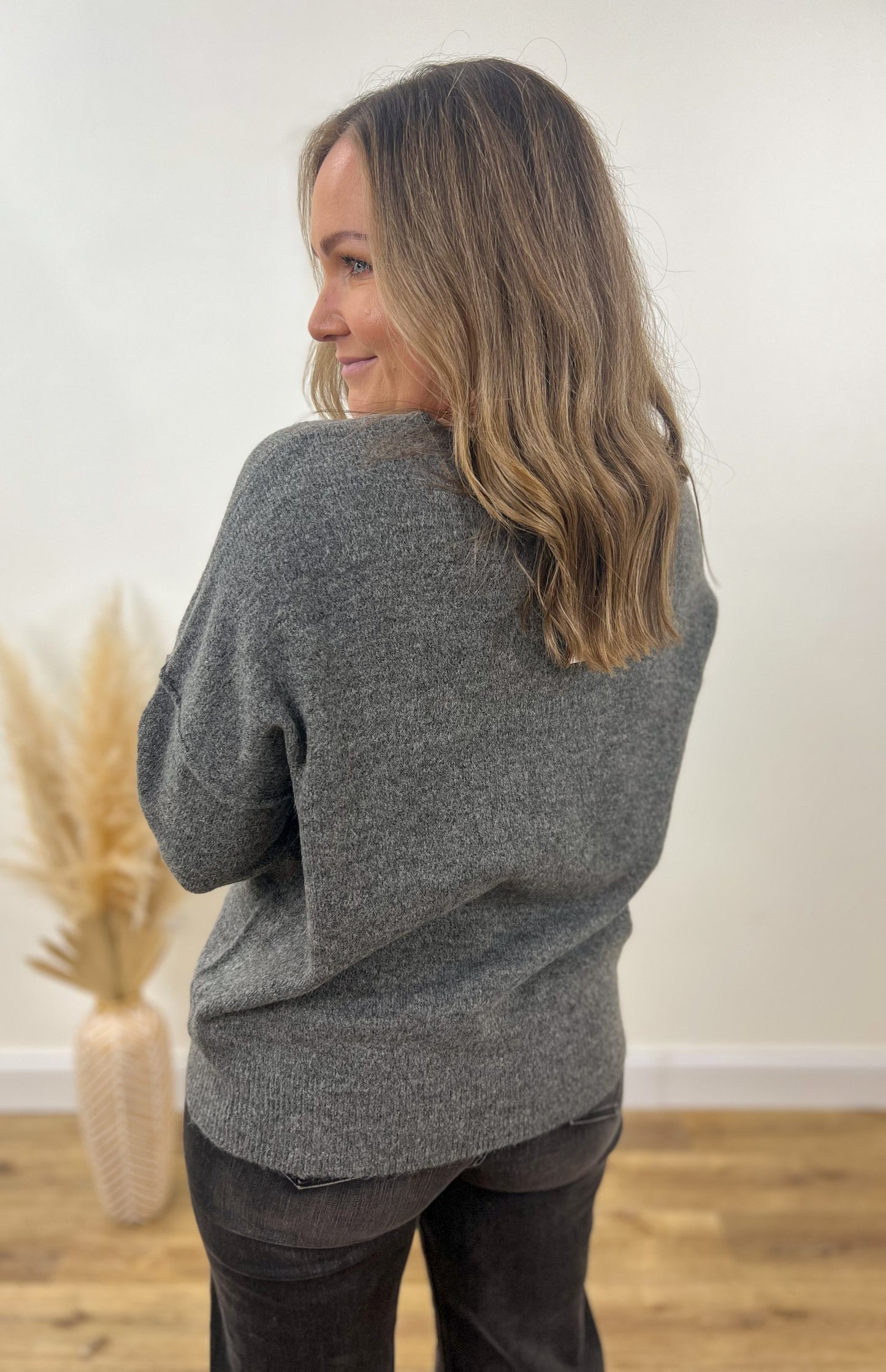 Front Seam Sweater- Charcoal
