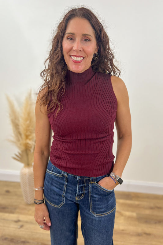 Merlot Sleeveless Turtleneck