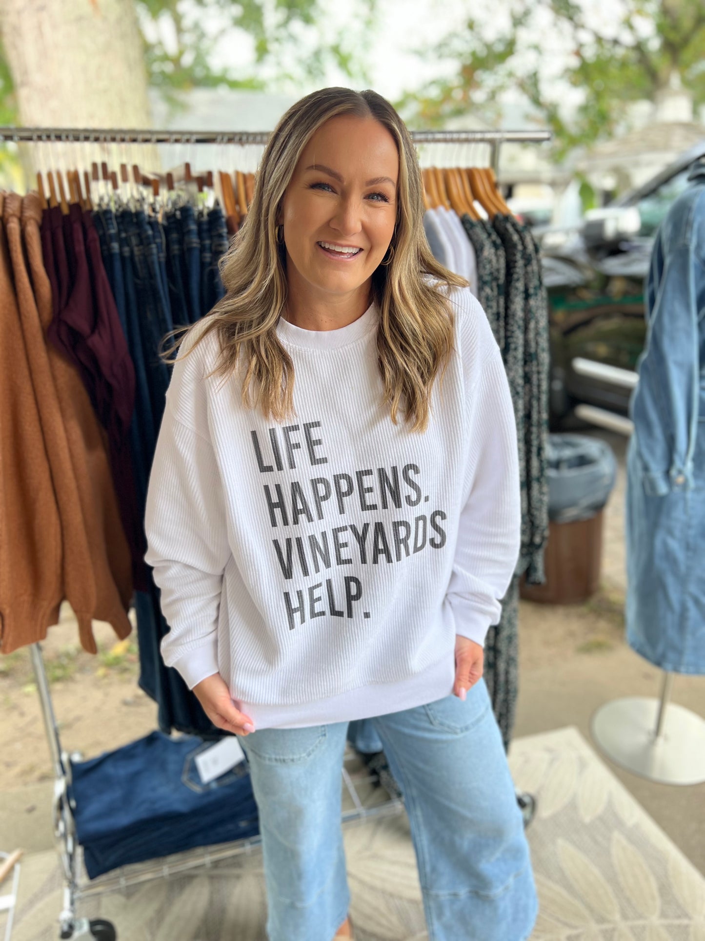 Vineyards Help Corded Pullover