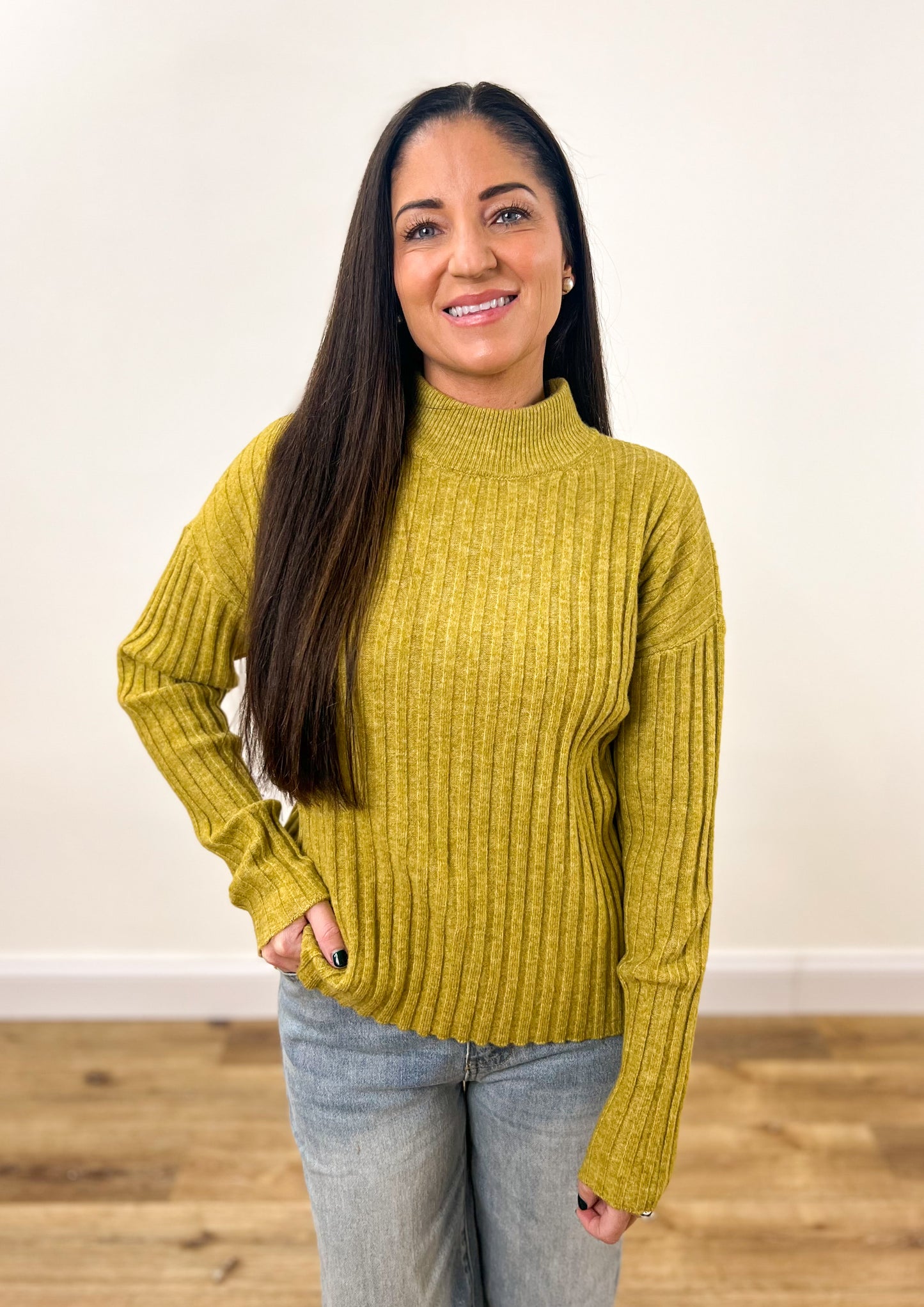 FINAL SALE - Clara Wide Rib Sweater- Golden Palm