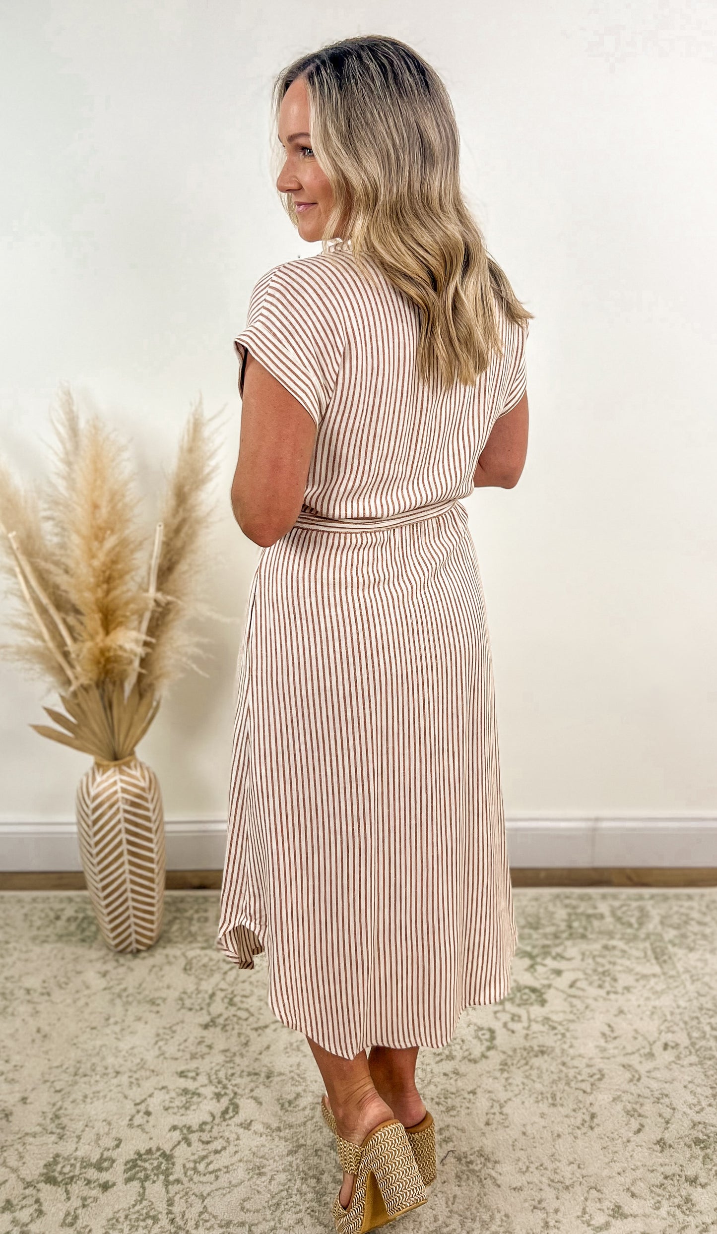 Striped Midi Shirt Dress