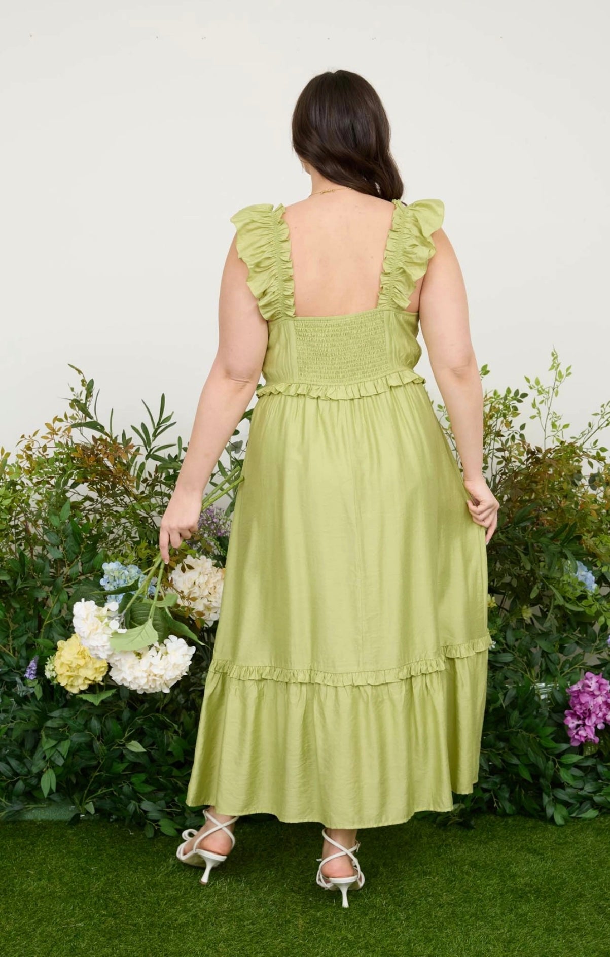 FINAL SALE - Kiwi Ruffle Midi Dress- Plus