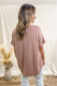 Knit Days Short Sleeve Top- Dusty Rose