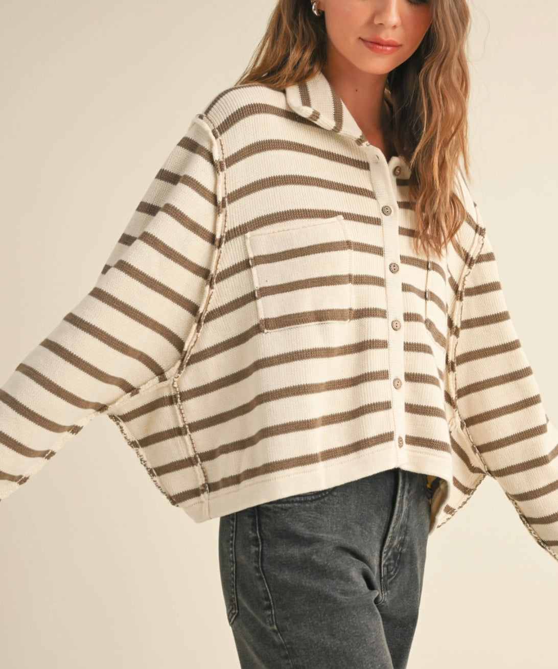 FINAL SALE - Striped Crop Cardigan