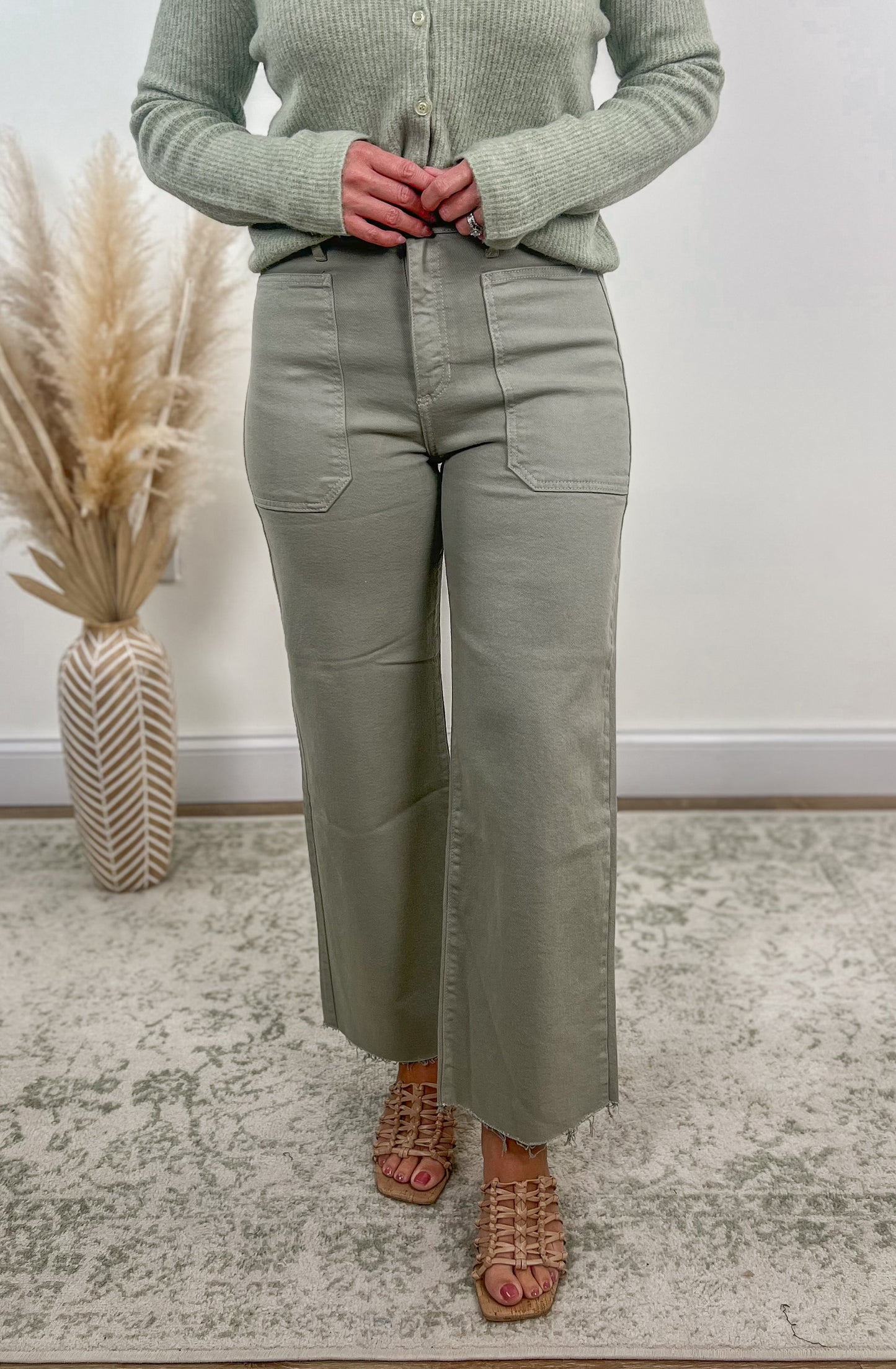Just Black Denim- Rosemary Patch Pocket Wide Crop