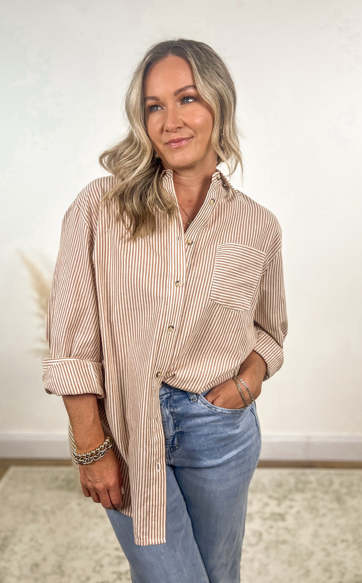Caramel Pinstripe Shirt