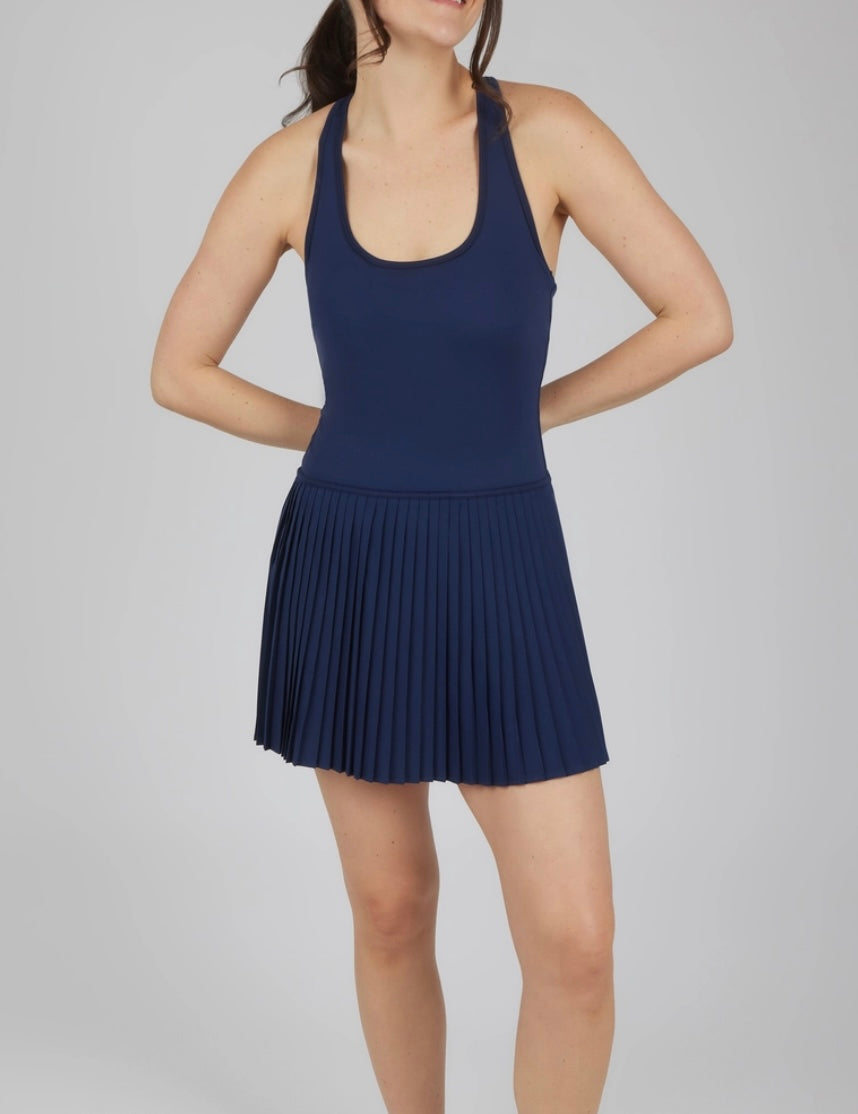 Pleated Tennis Dress- Navy