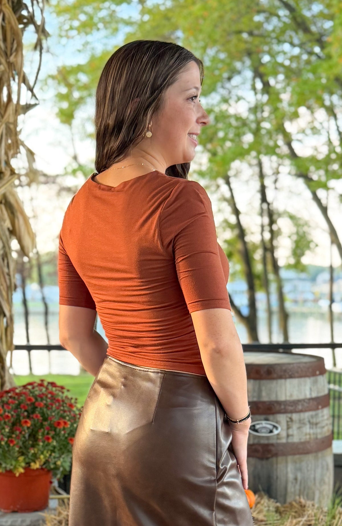 Square Neck Top- Rust