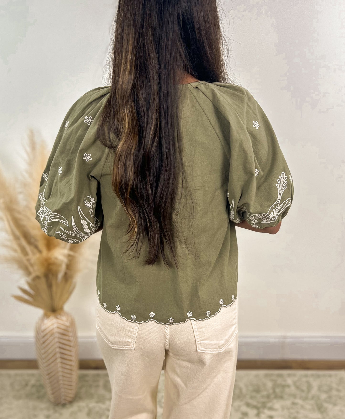 Fern Embroidered Top