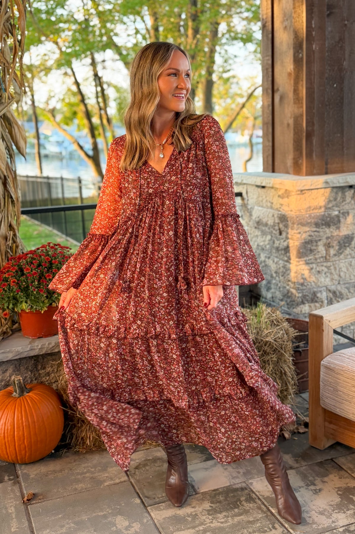 Bordeaux Bloom Dress