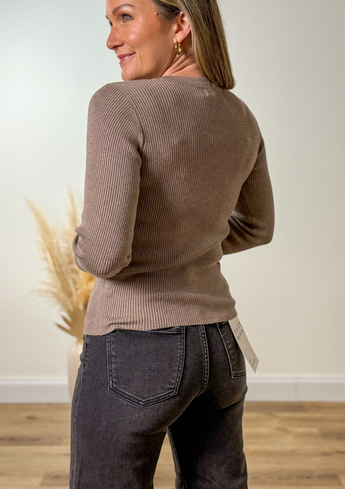 Classic Crew Sweater- Heather Mocha