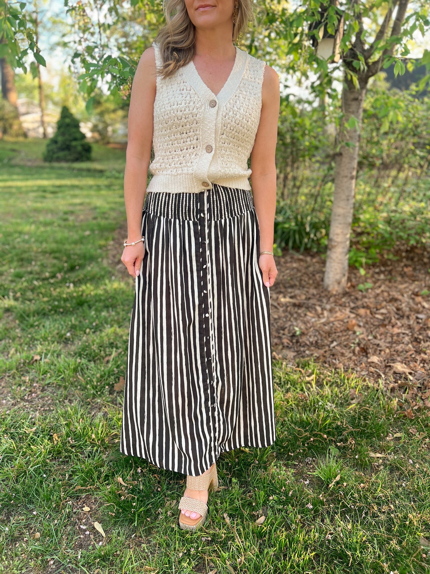 FINAL SALE - Smock Waist Button Skirt