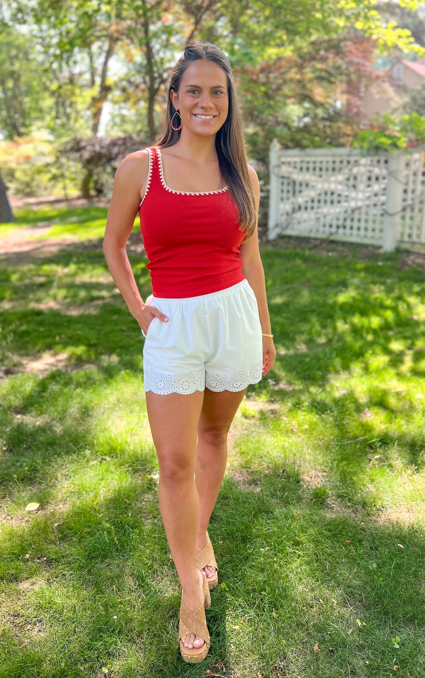 FINAL SALE - White Scalloped Eyelet Shorts