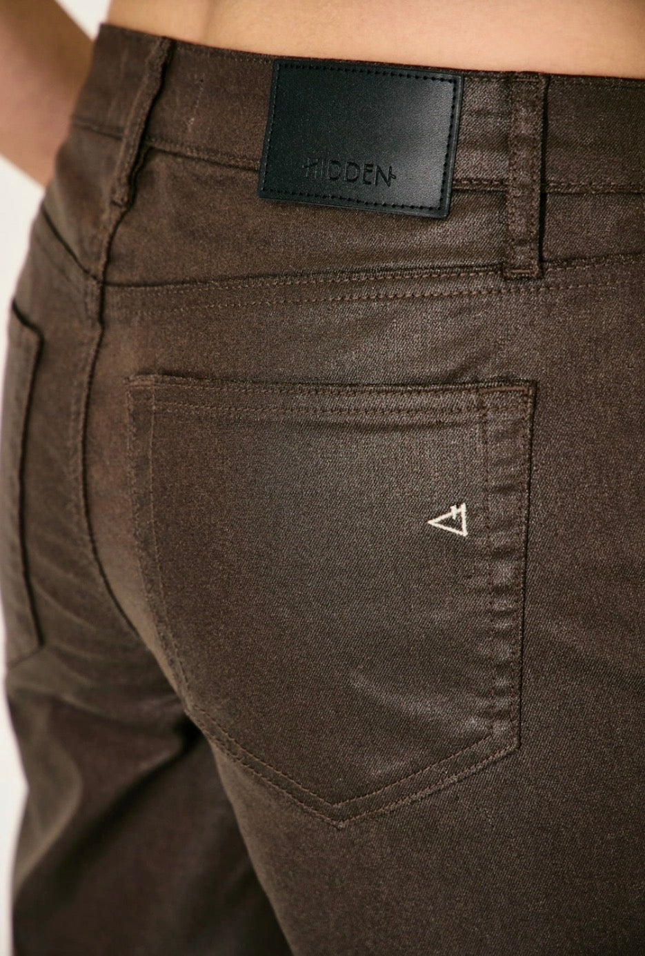 Hidden Denim- Ella Brown Coated High Rise