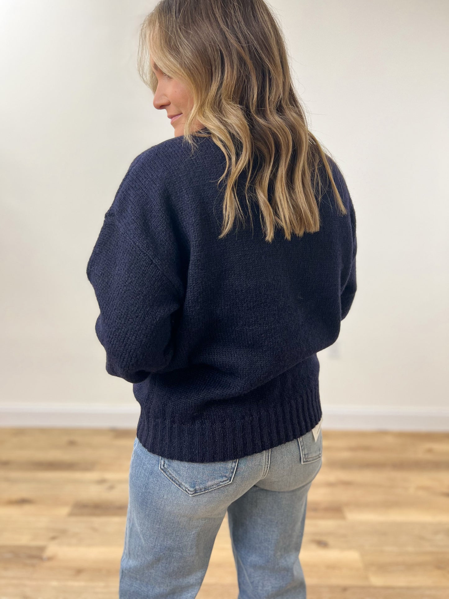 FINAL SALE - Navy Bow Sweater
