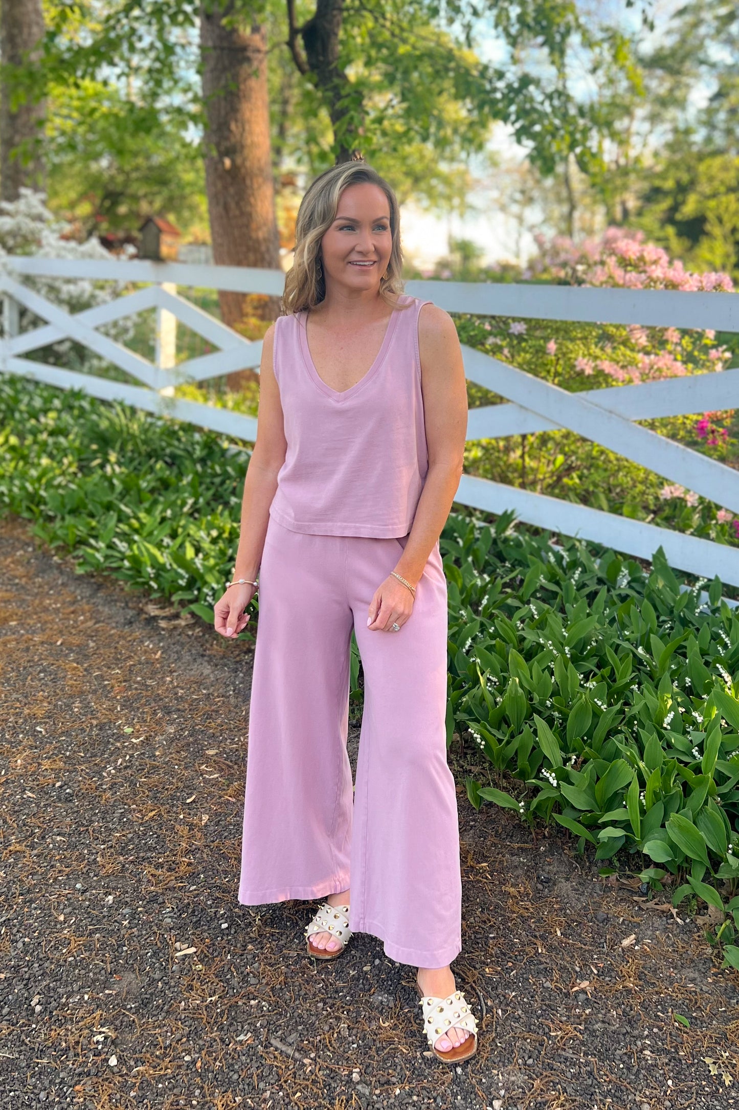 FINAL SALE - Z SUPPLY Scout Jersey Flare Pant- Pink Smoke