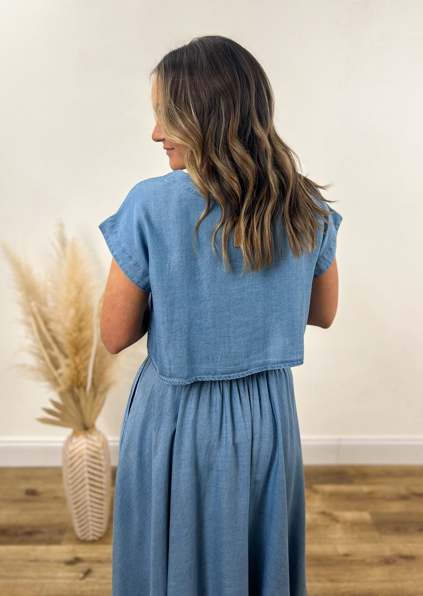 Chambray Boxy Crop Top