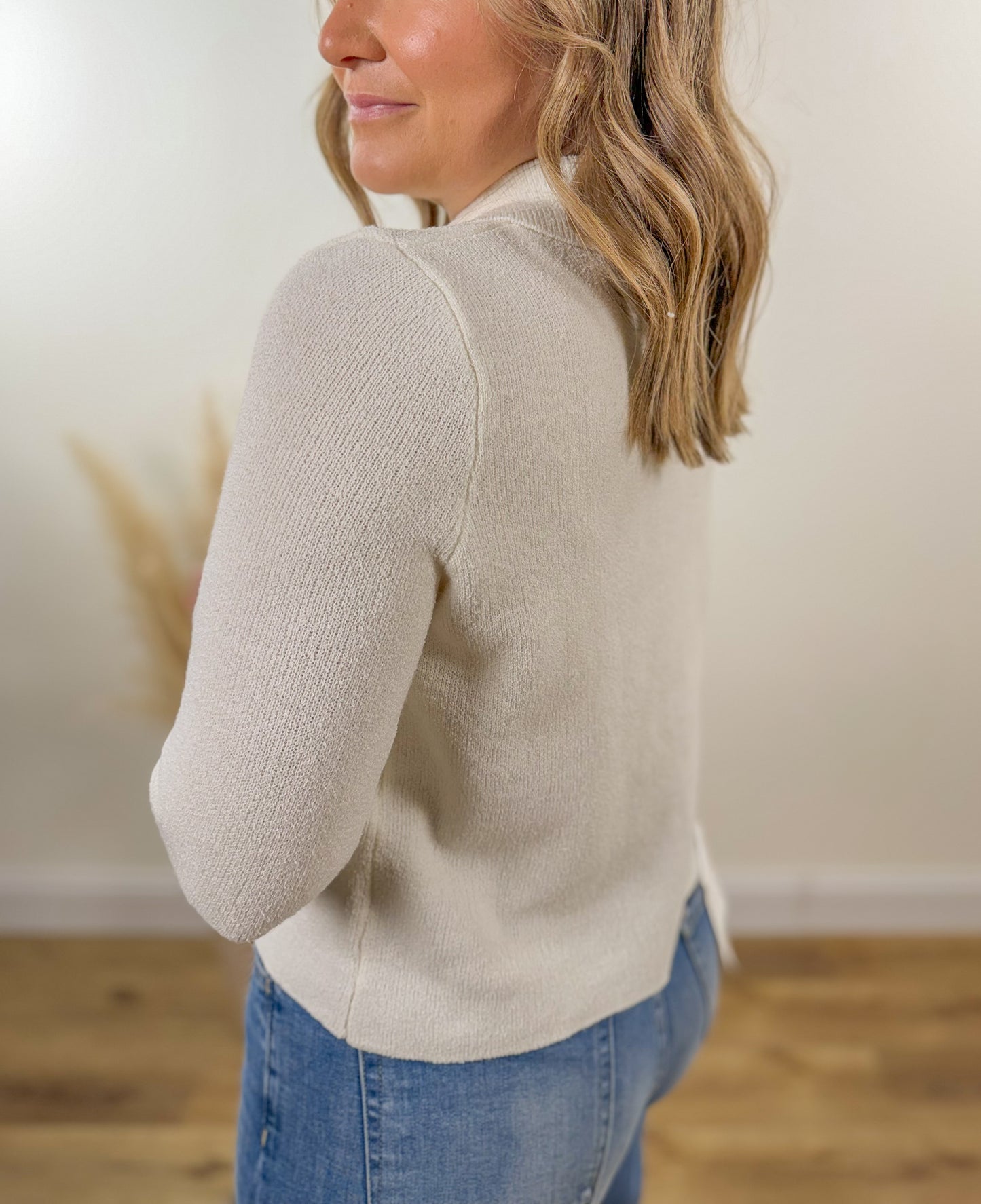 Collared Button Cardigan- Ivory