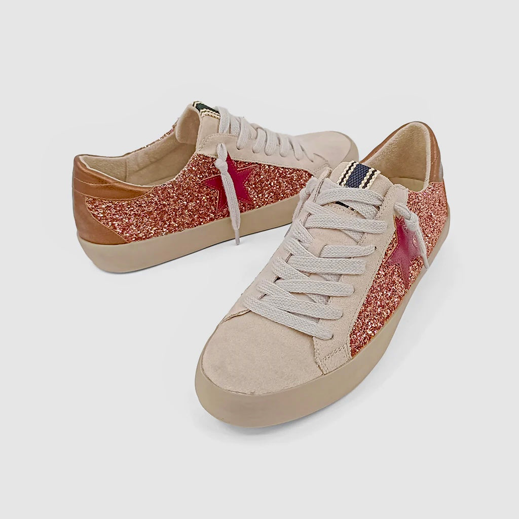 FINAL SALE - SHUSHOP Paula Sneaker- Rose Gold Glitter