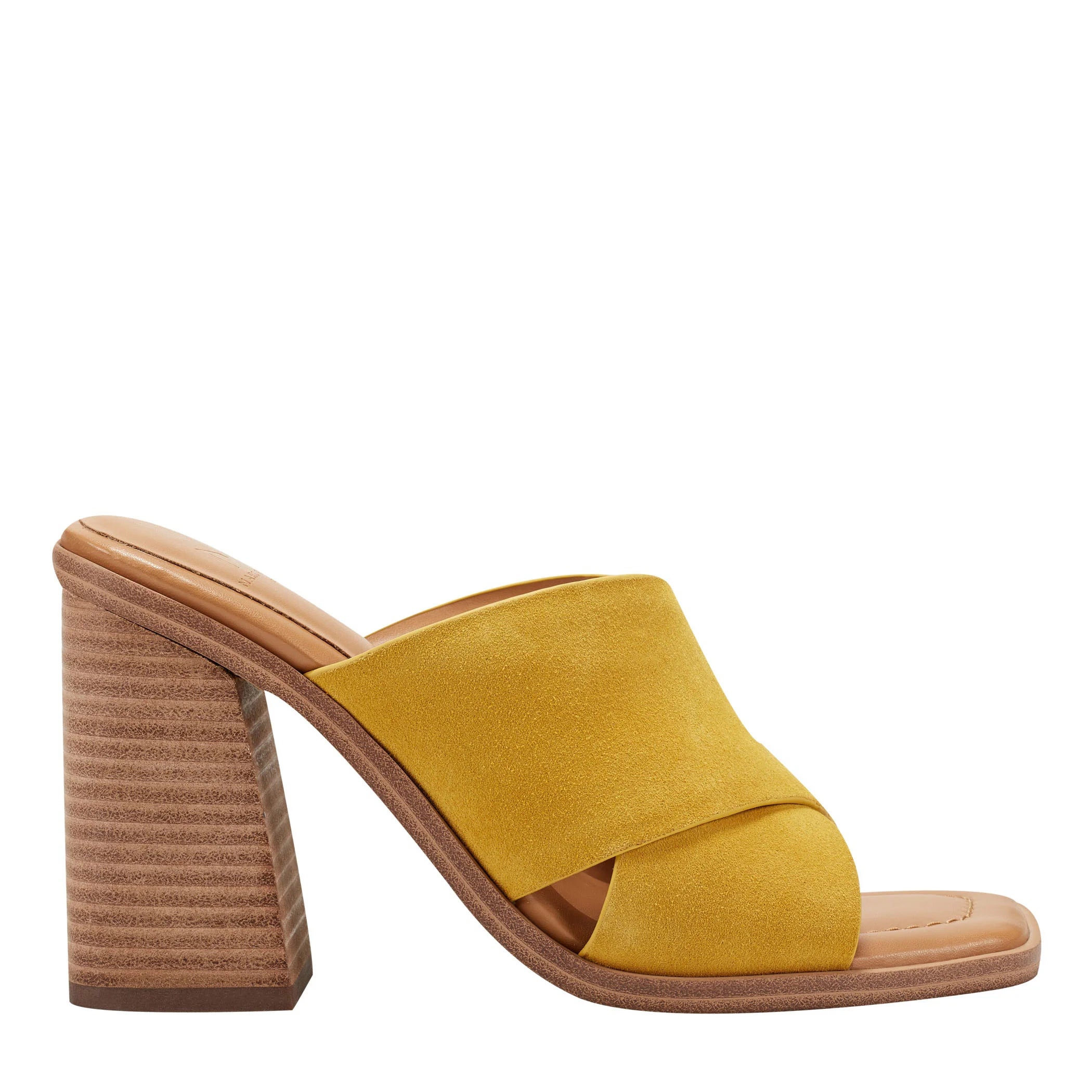 Marc Fisher LTD Women's Barli Heeled Sandal – Crisscross Straps, Block Heel, Padded Footbed