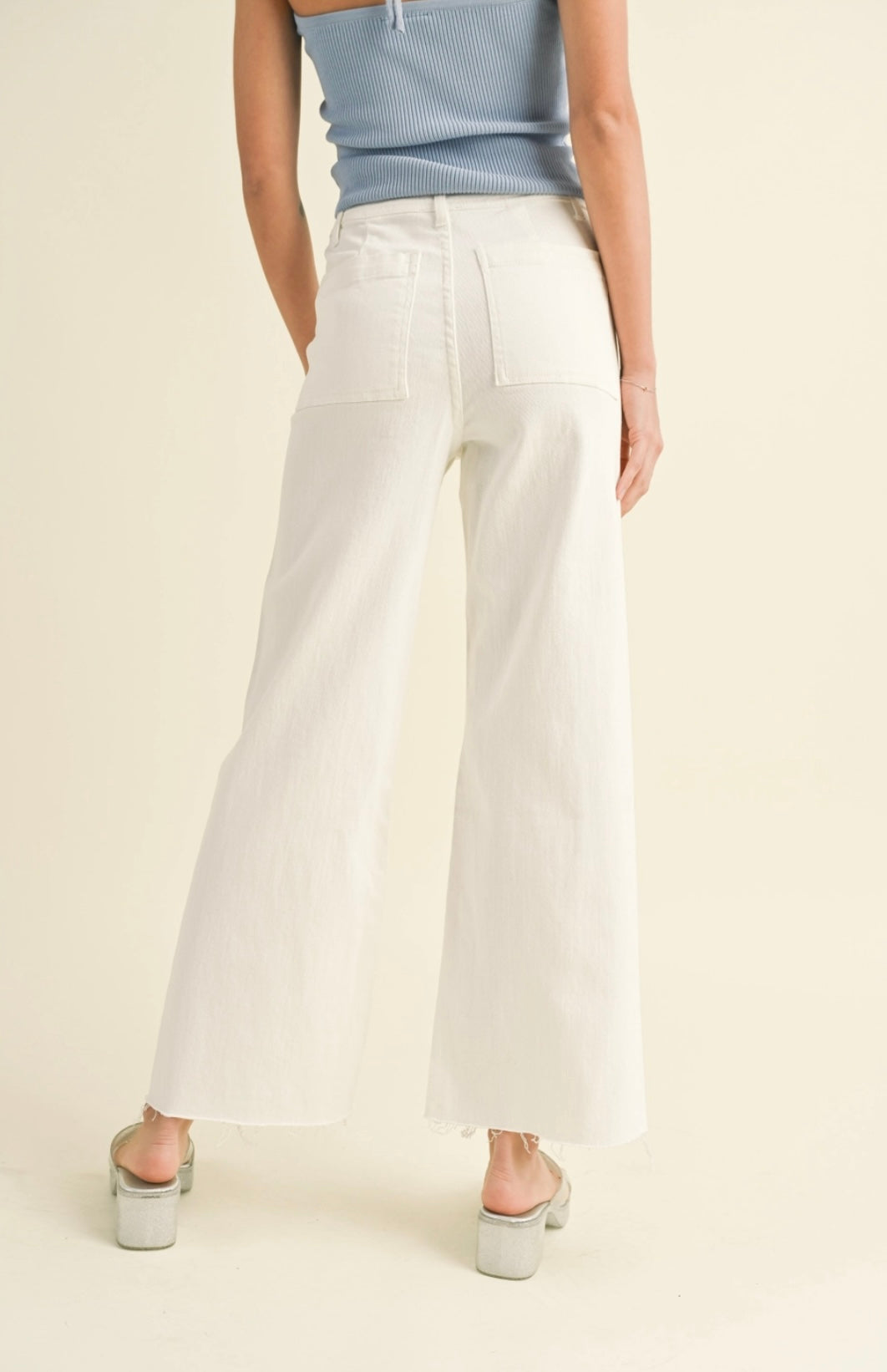 Slim Wide Canvas Pant- Off White