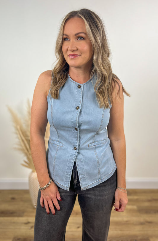 FINAL SALE - Longline Denim Vest