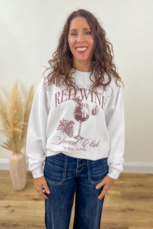 Red Wine Social Club Corded Pullover