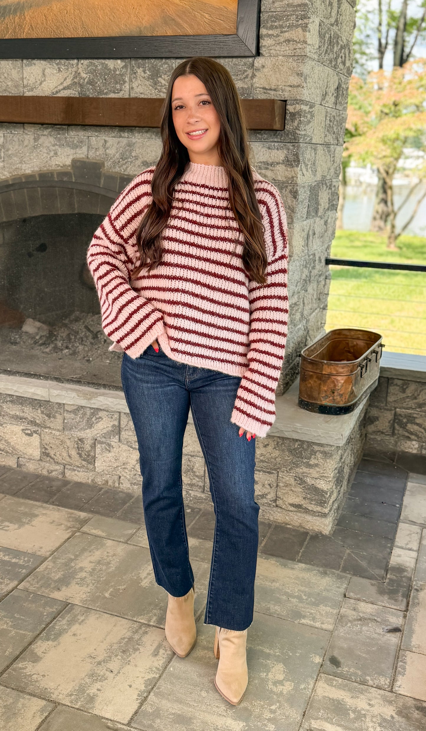 Cassidy Stripe Sweater- Pink