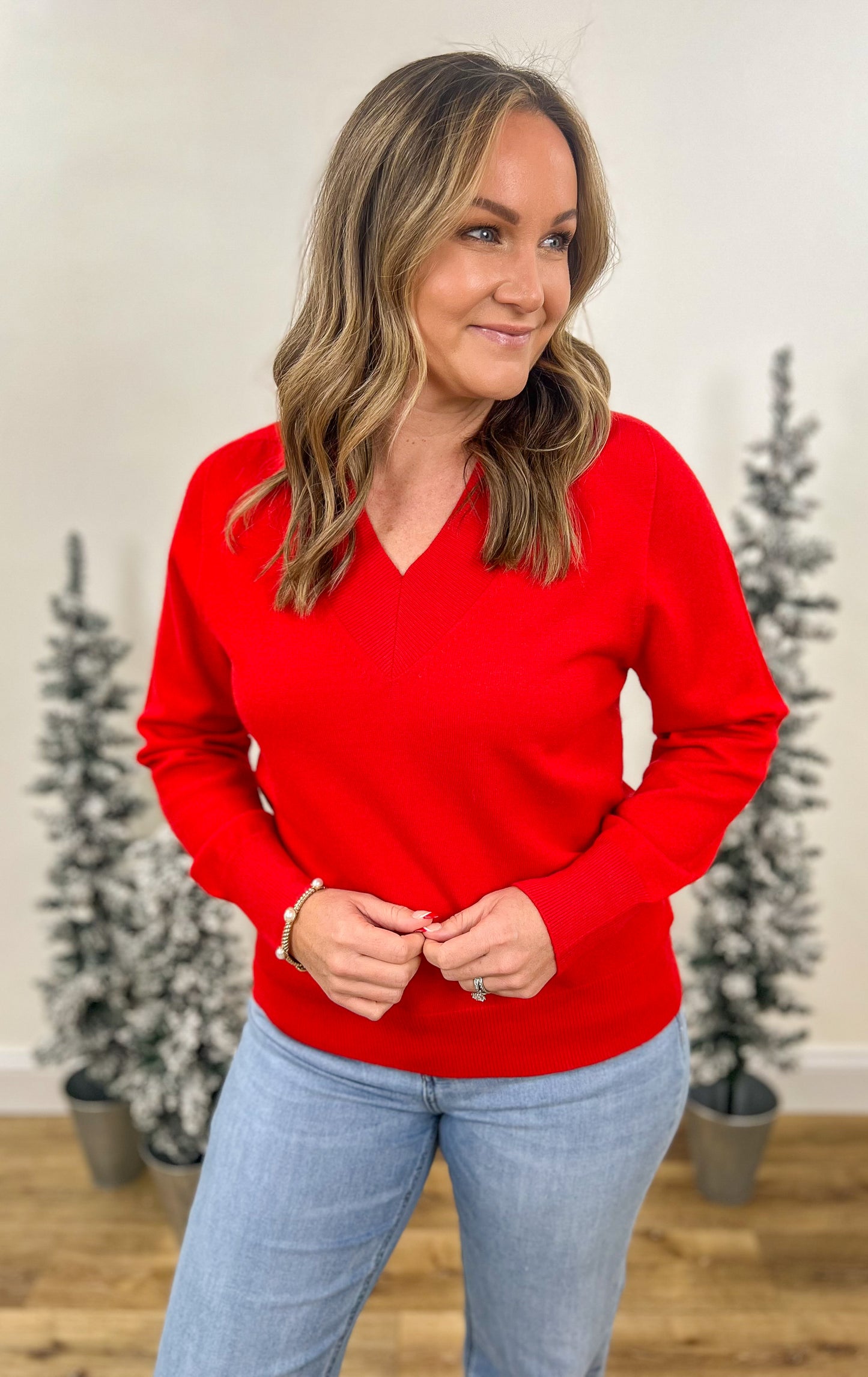 Simply Red V-Neck Sweater