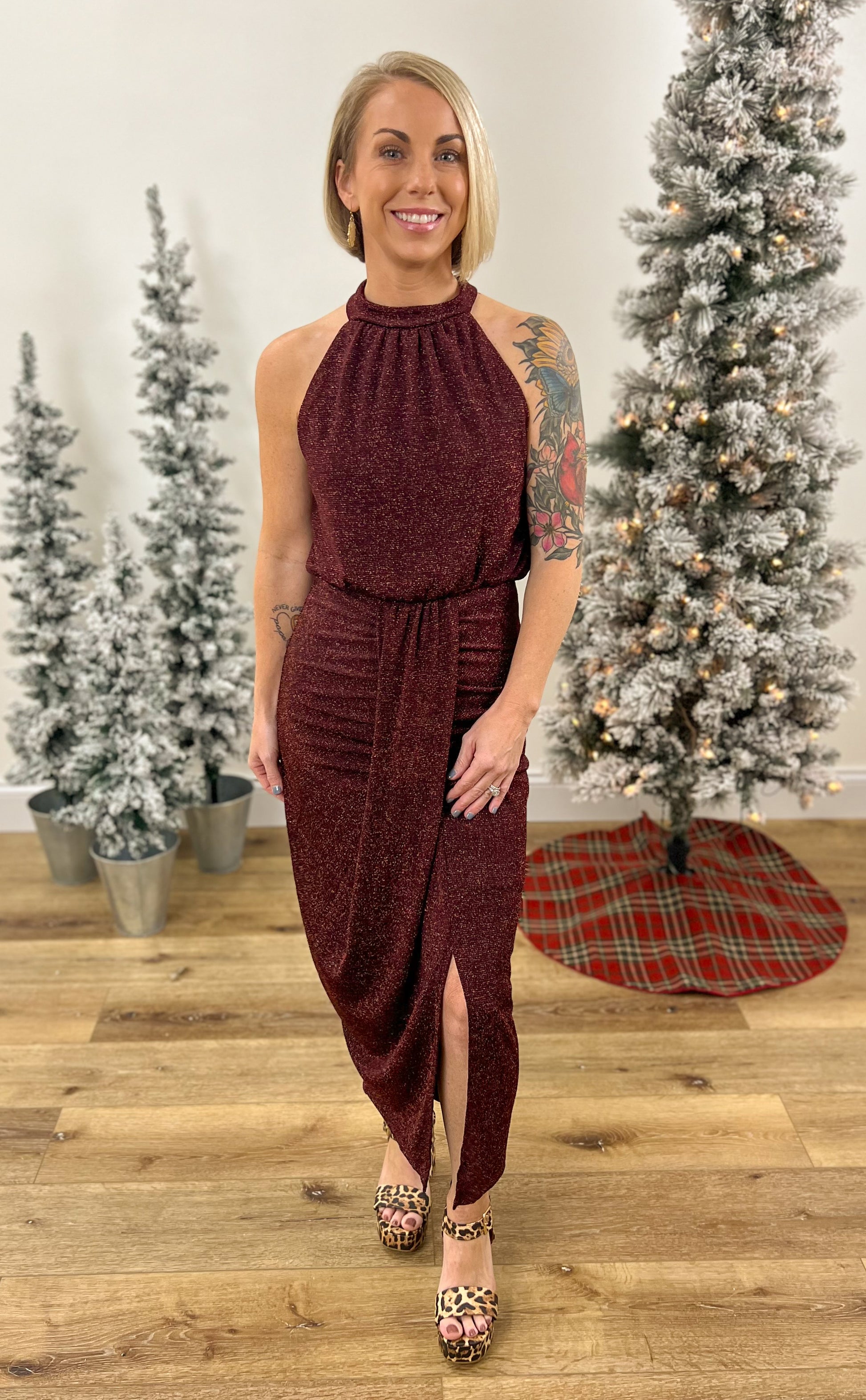 FINAL SALE - Cranberry Shimmer Dress Quaintrelle Boutique FINAL SALE - Cranberry Shimmer Dress Quaintrelle Boutique