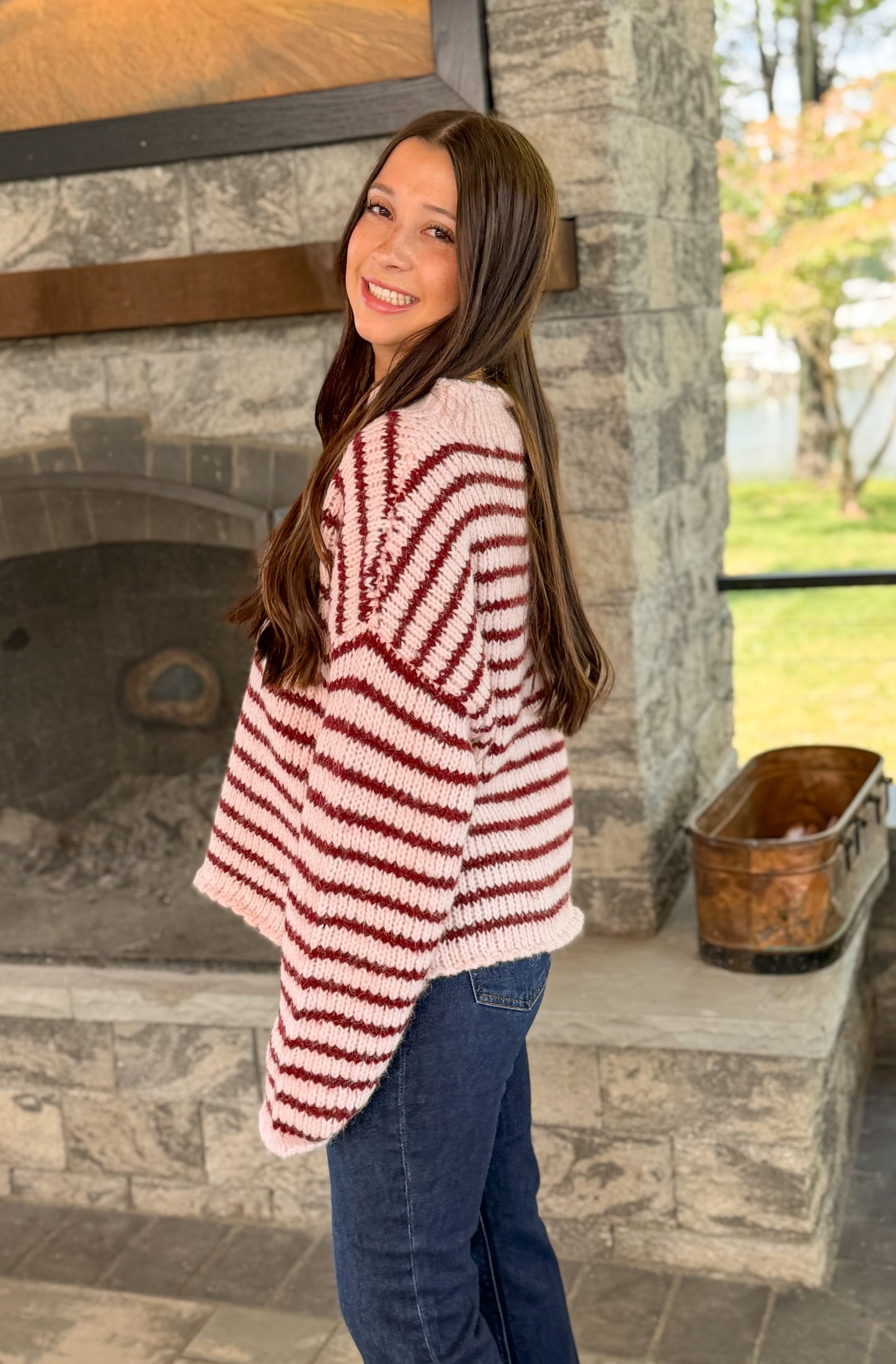 Cassidy Stripe Sweater- Pink