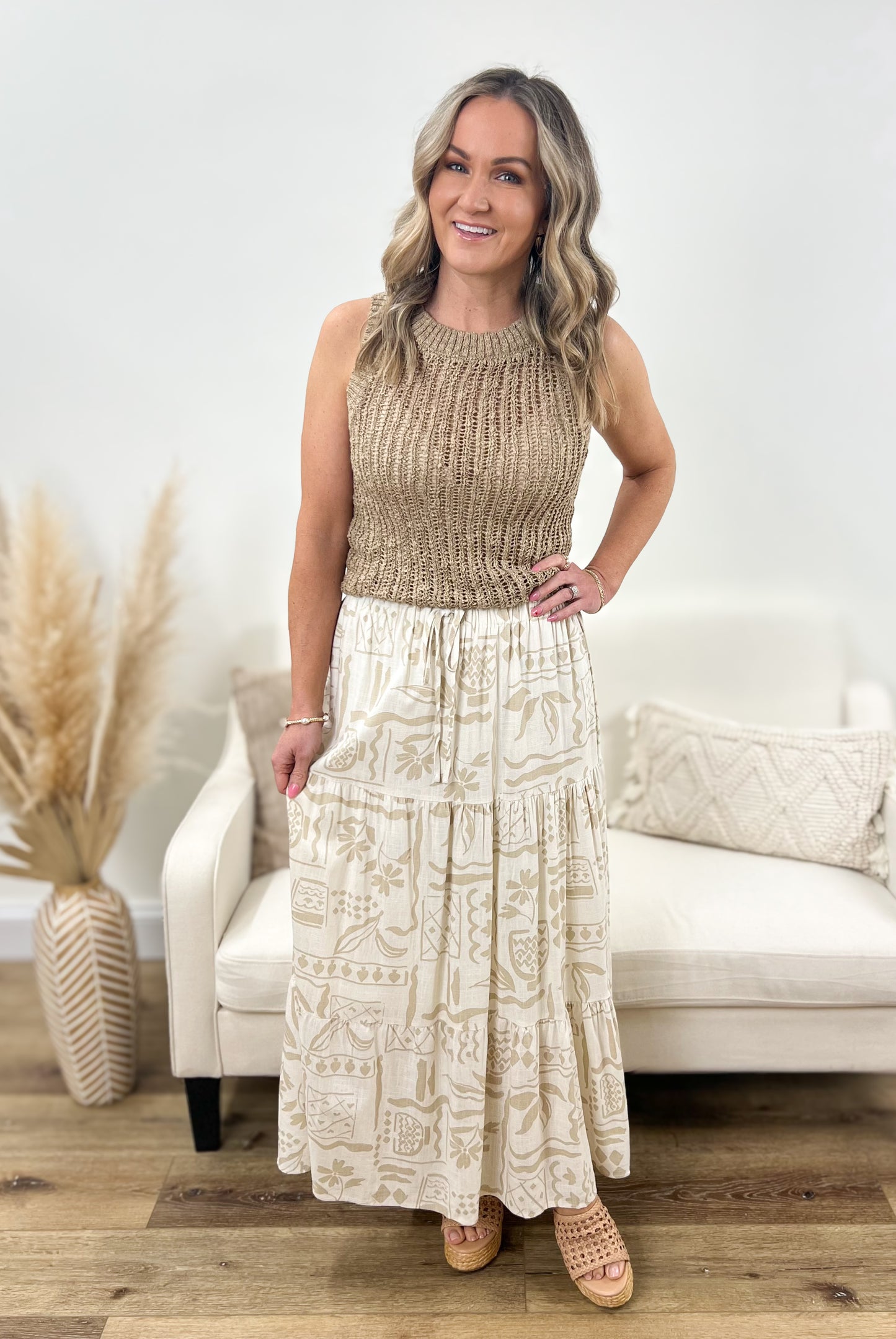 Floral Boho Midi Skirt