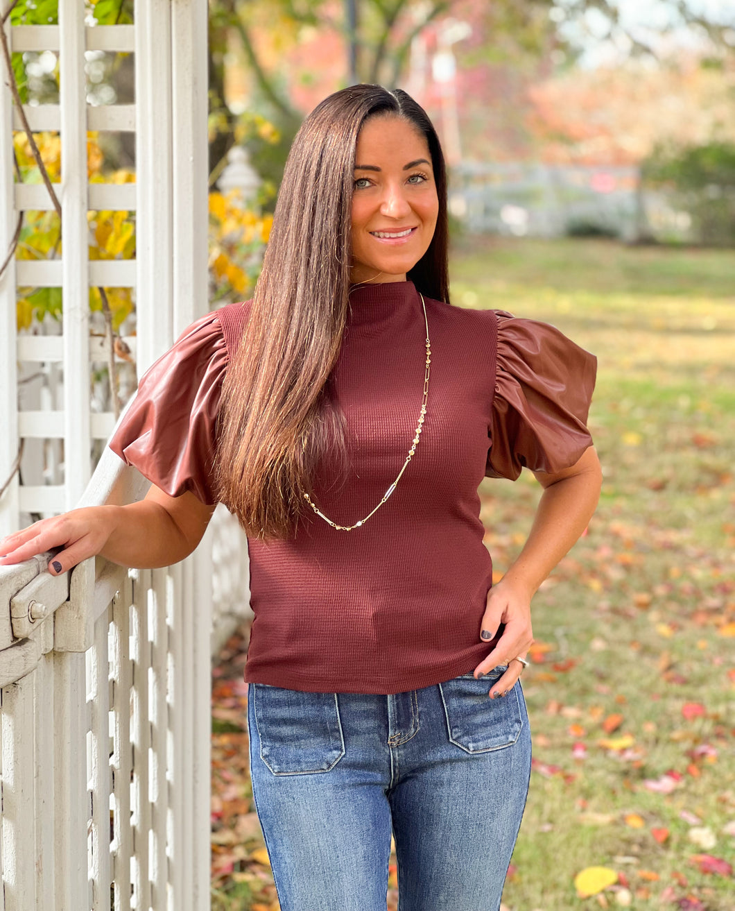 Leather Puff Sleeve Top