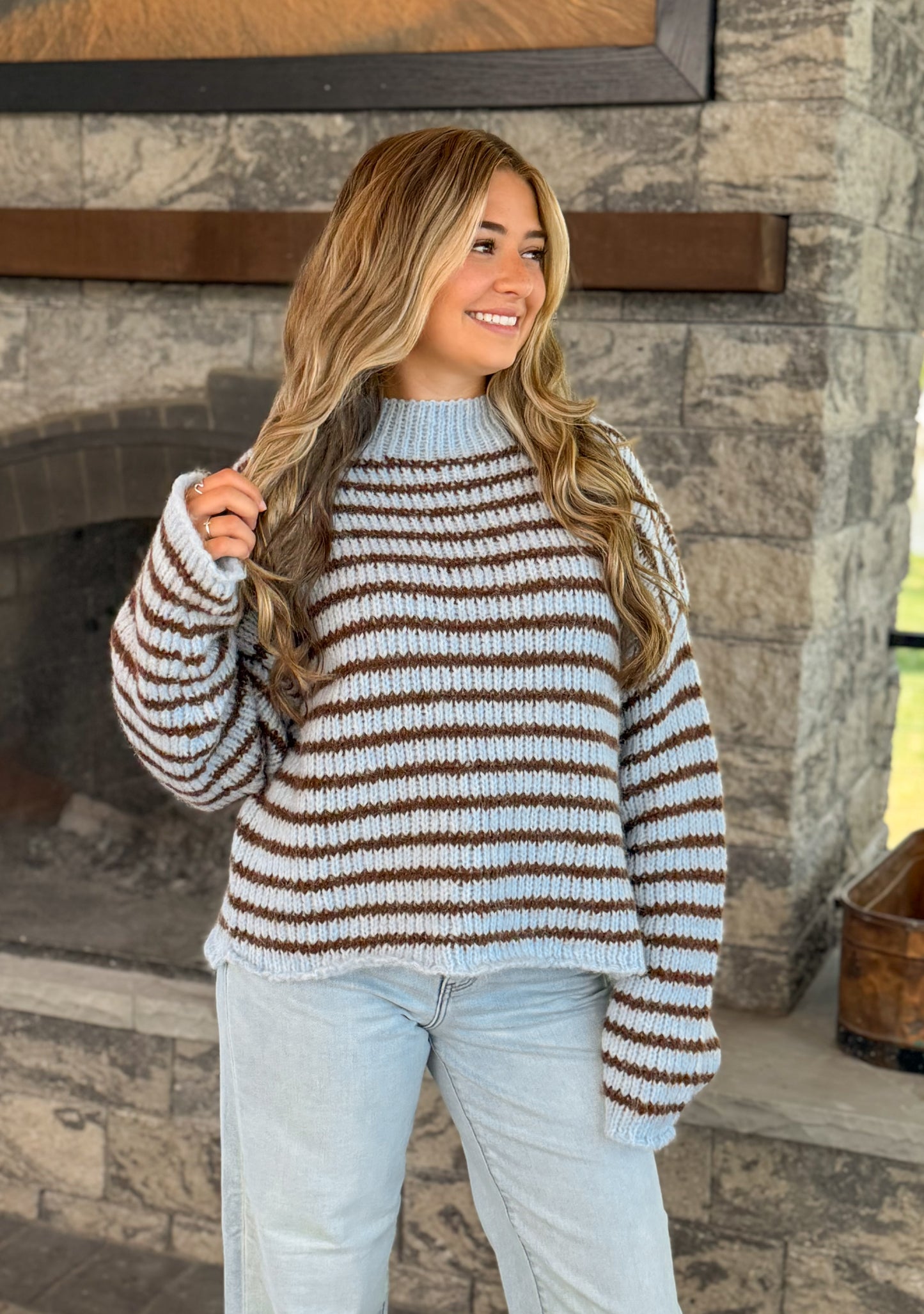 Cassidy Stripe Sweater- Blue