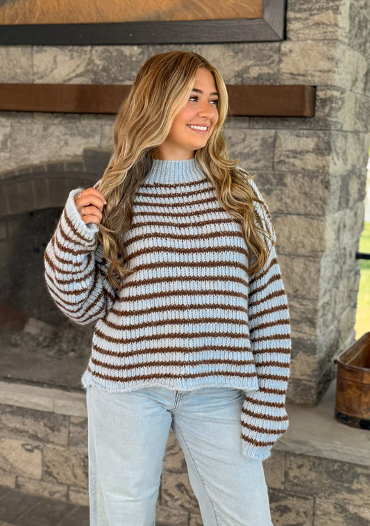 Cassidy Stripe Sweater- Blue