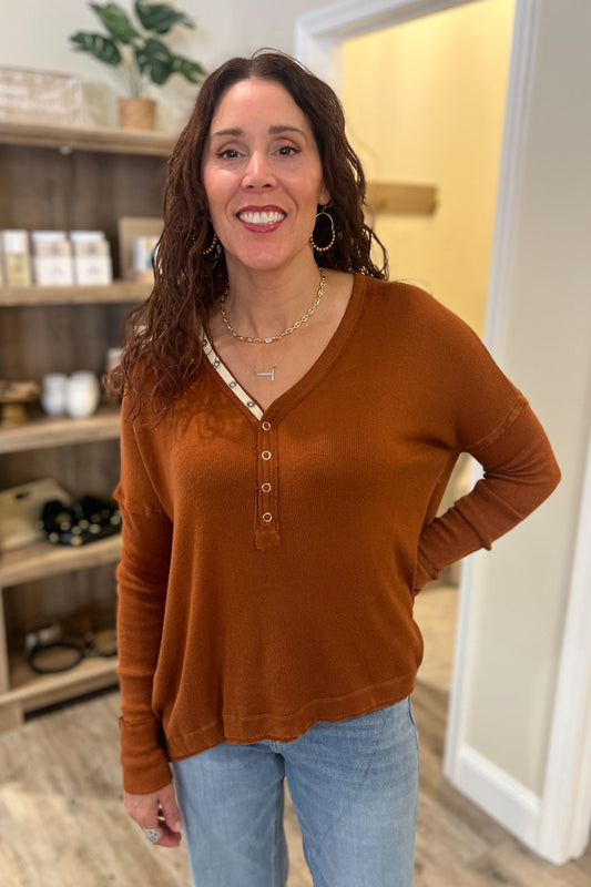 Gingersnap Henley Top