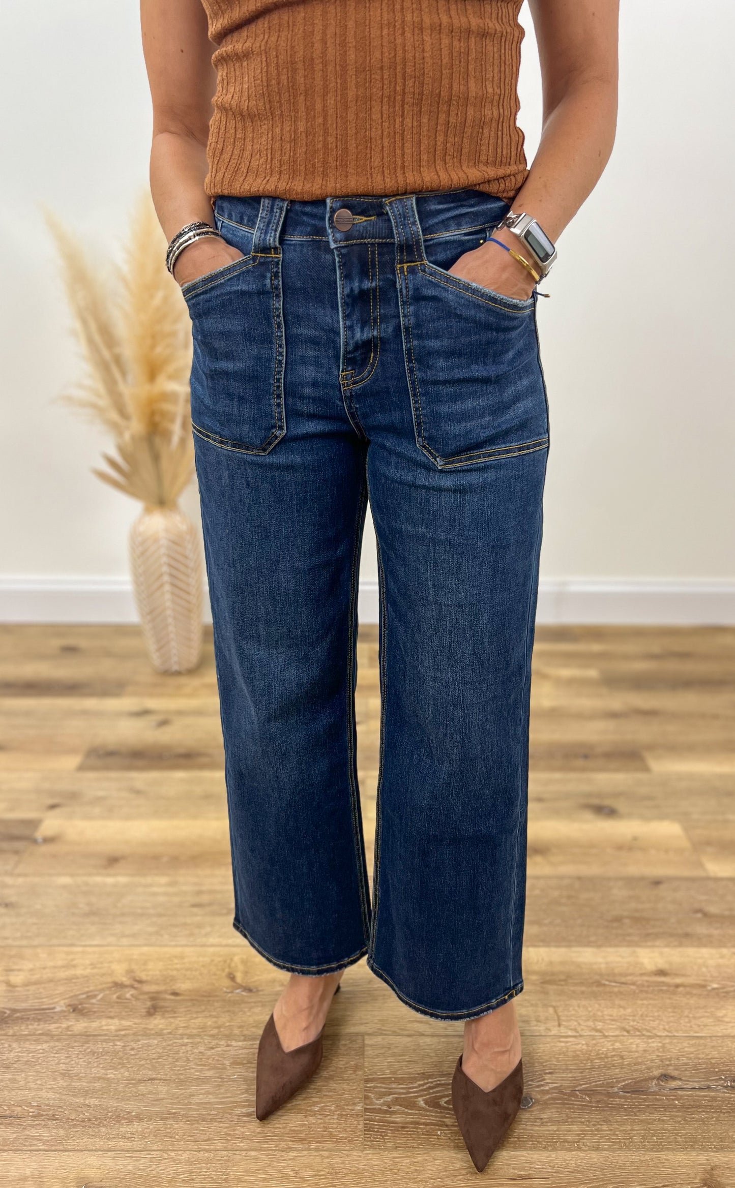 Mica Denim- Dark Wide Patch Pocket