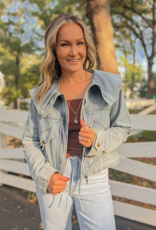 FINAL SALE - Wide Collar Denim Jacket