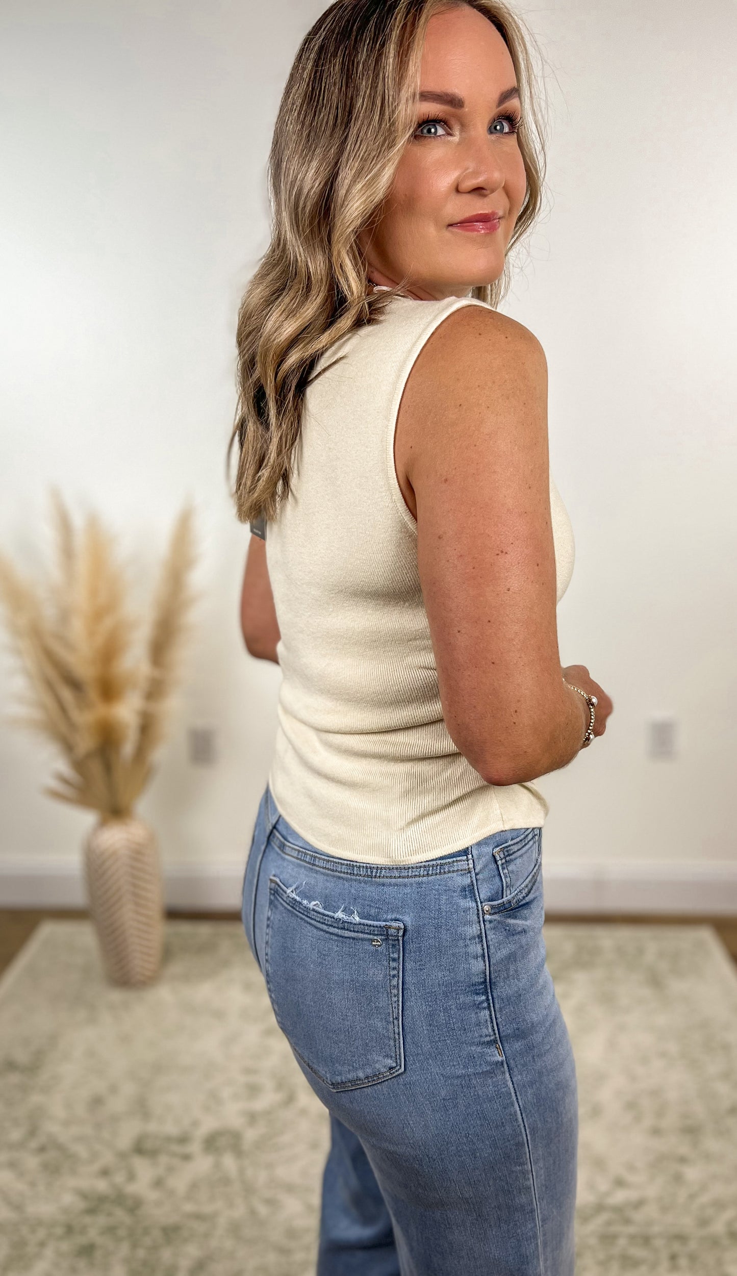 Deidre Sweater Tank- Ivory