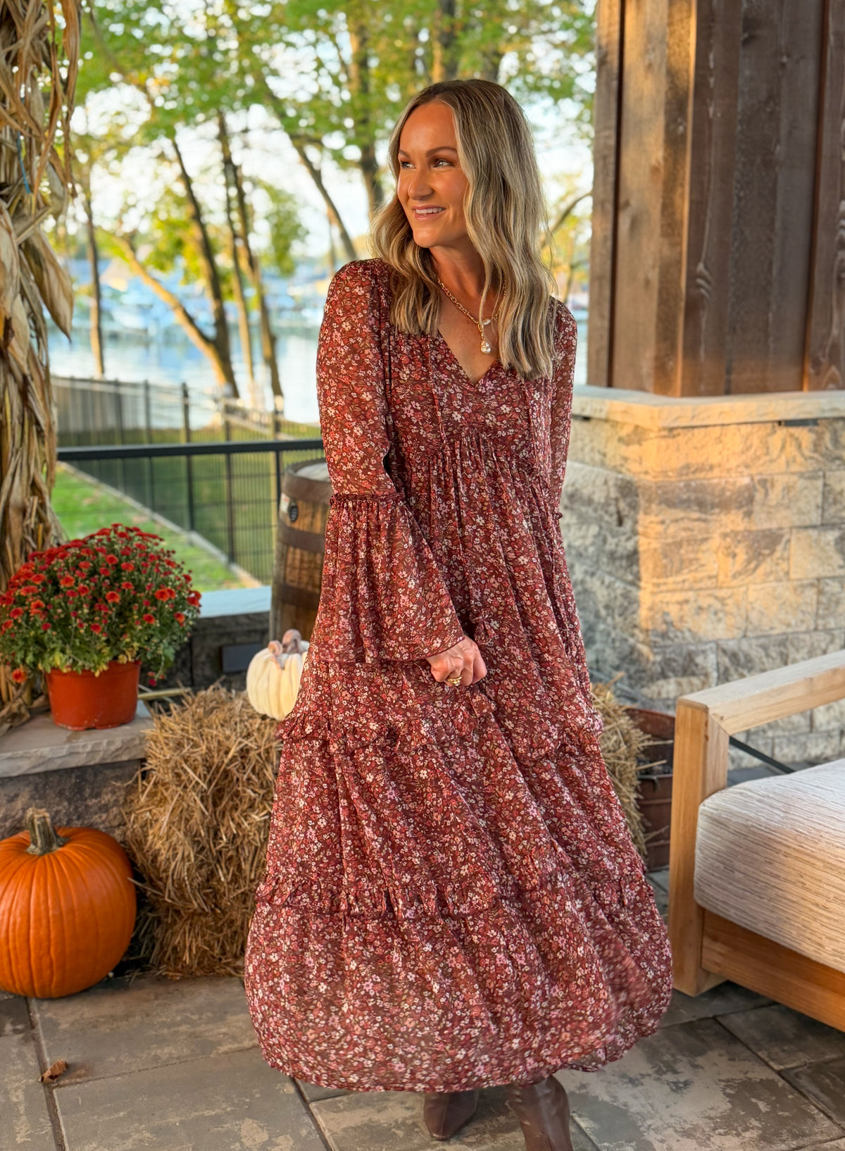 Bordeaux Bloom Dress